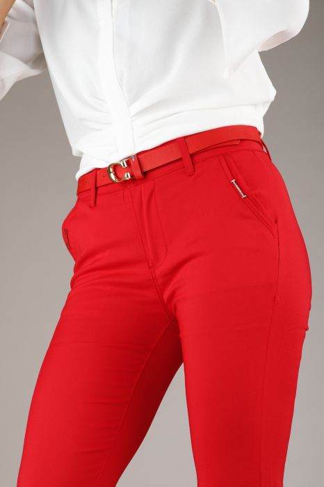 Pantaloni Casual Dama Chris2 Rosii #A596