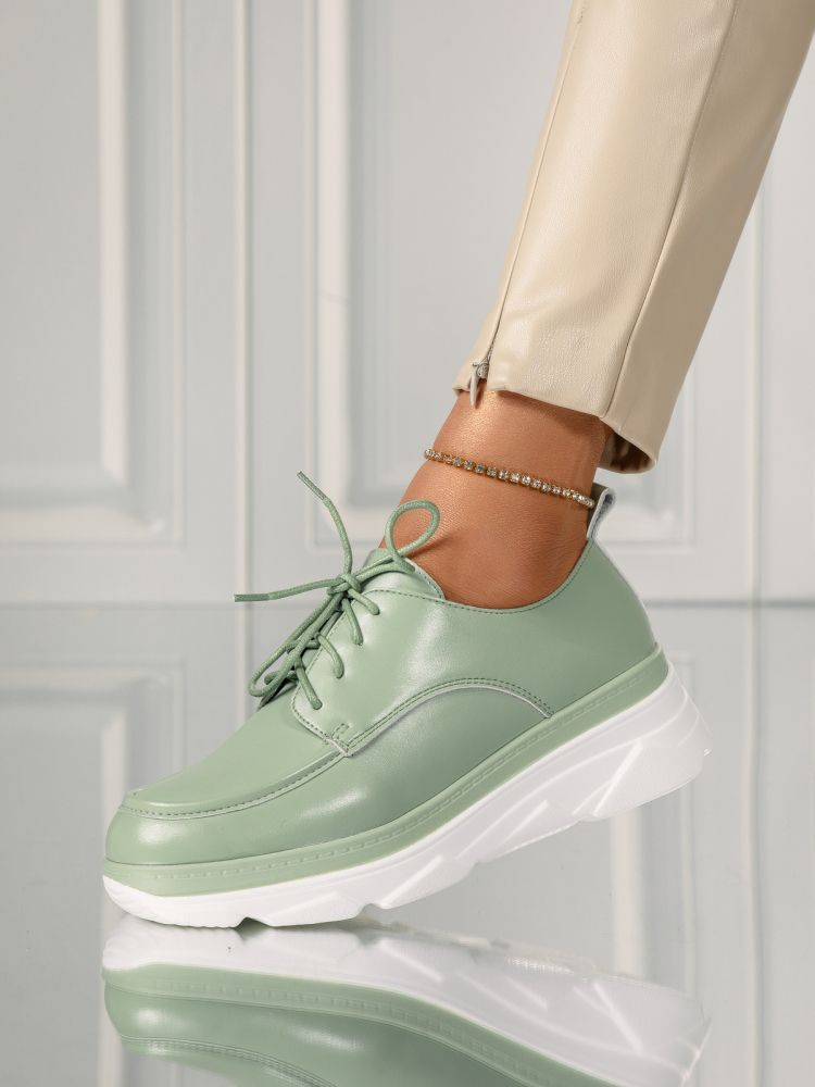 Pantofi casual dama verzi din piele ecologica Iris #18266