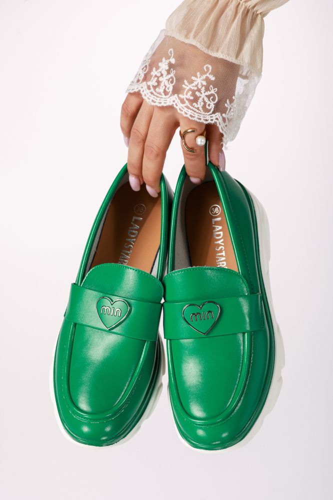 Pantofi casual dama verzi din piele ecologica Ophelia #18264