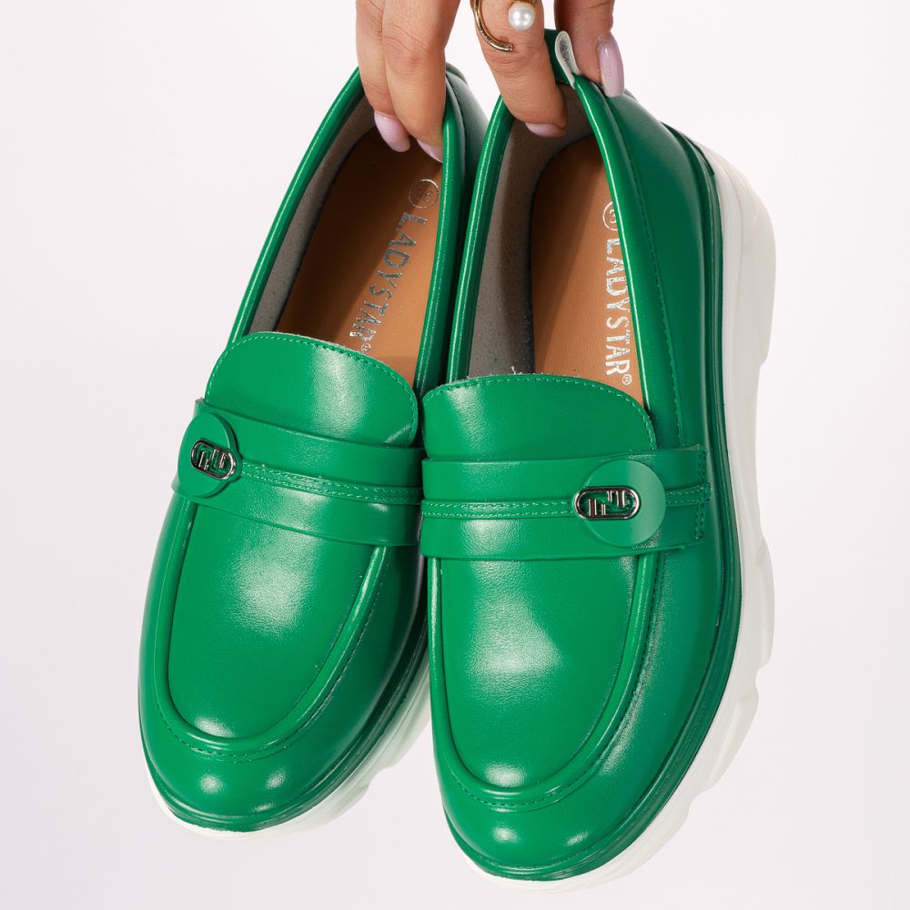Pantofi casual dama verzi din piele ecologica Athena #18275