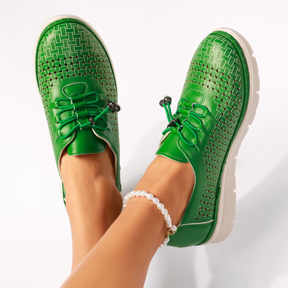 Pantofi casual dama verzi din piele ecologica Tessa #18368