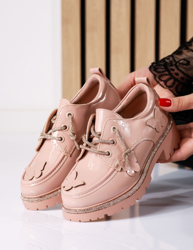 Всекидневни детски обувки розови от лачена еко кожа Chroma #18575
