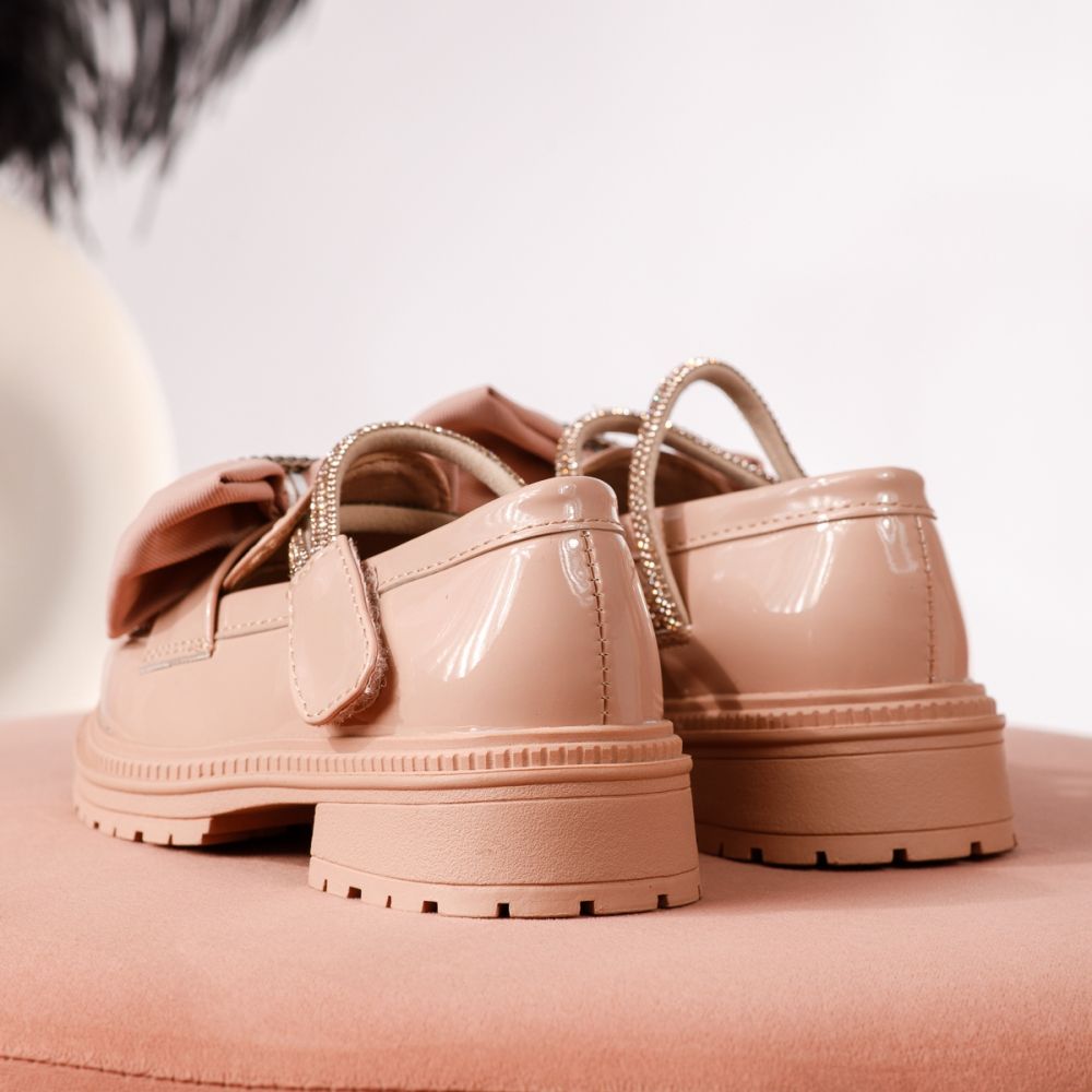Pantofi casual copii roz din piele ecologica lacuita Allegra #19106