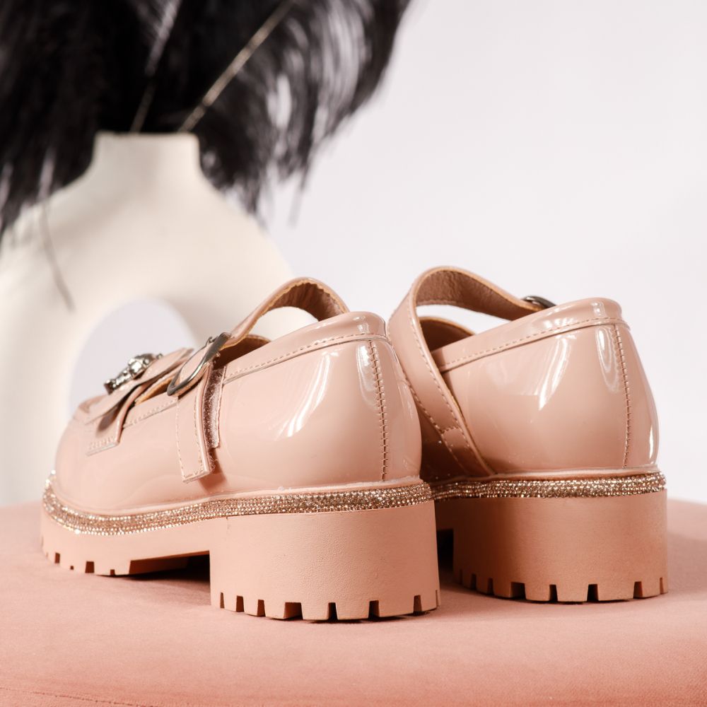 Pantofi casual copii roz din piele ecologica lacuita Adeline #19095