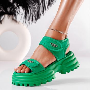 Sandale cu platforma dama verzi din piele ecologica Ilina #19795