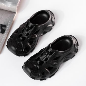 Papuci cu platforma dama negri din material sintetic Elia #19898