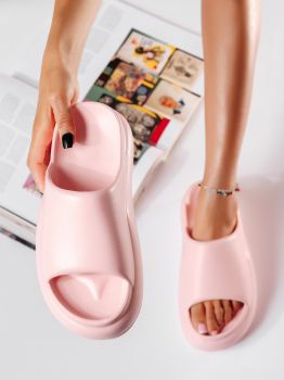 Papuci cu platforma dama roz din material sintetic Ellis #19902