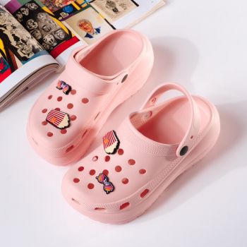 Papuci cu platforma dama roz din material sintetic Vanessa #19910