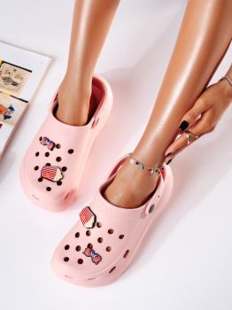 Papuci cu platforma dama roz din material sintetic Vanessa #19910