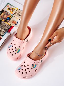 Papuci cu platforma dama roz din material sintetic Altin #19892