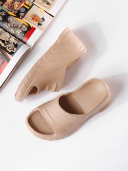 Papuci cu platforma dama khaki din material sintetic Irene #19908