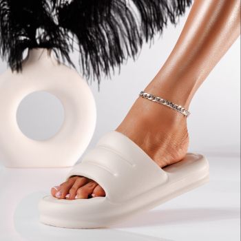 Papuci cu platforma dama albi din material sintetic Valeria #19921