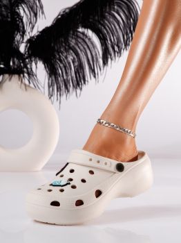 Papuci cu platforma dama albi din material sintetic Altin #19889