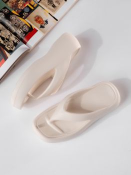 Papuci cu platforma dama albi din material sintetic Nicola #19881
