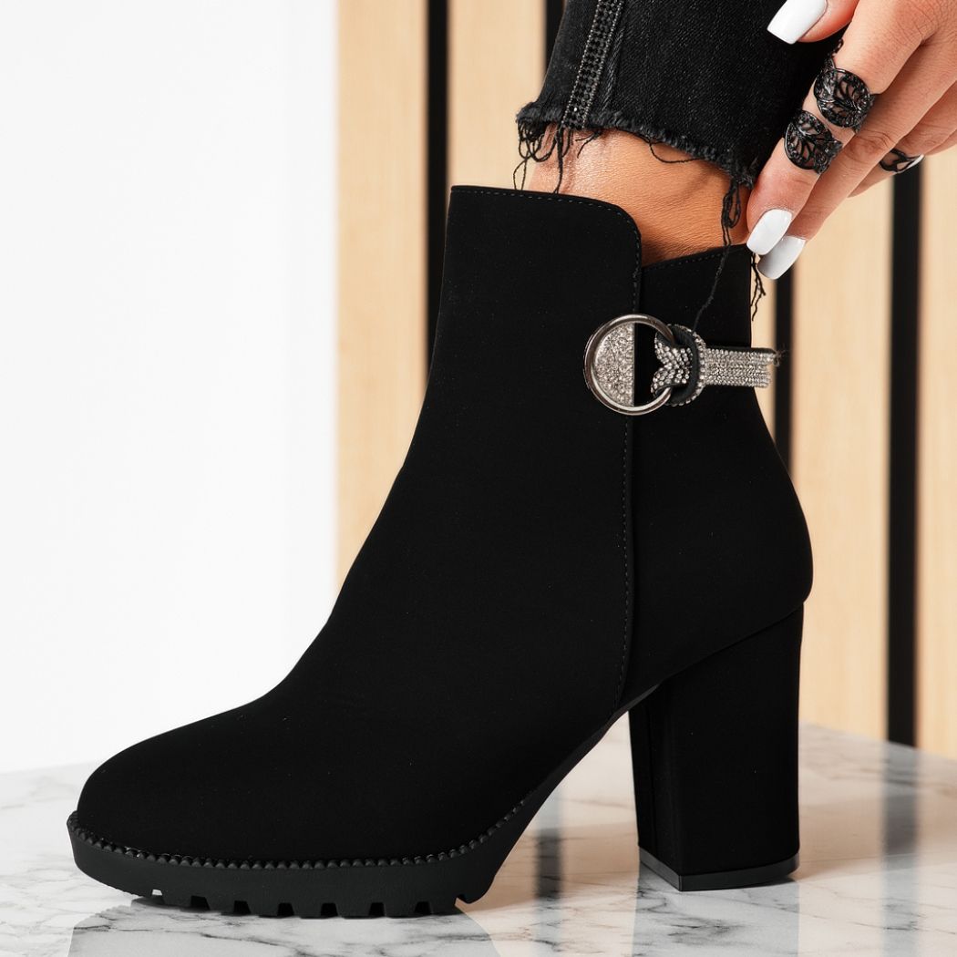 Botine dama negre din material impermeabil Gloria #20193