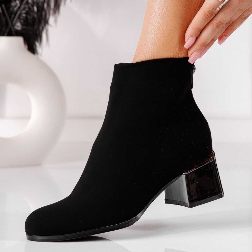 Botine dama negre din piele ecologica intoarsa Mia #20655