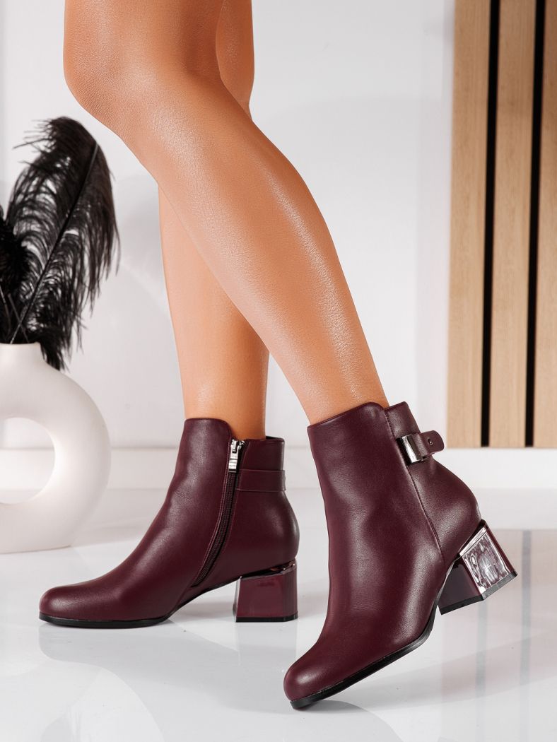 Botine dama bordo din piele ecologica Pixie #20658