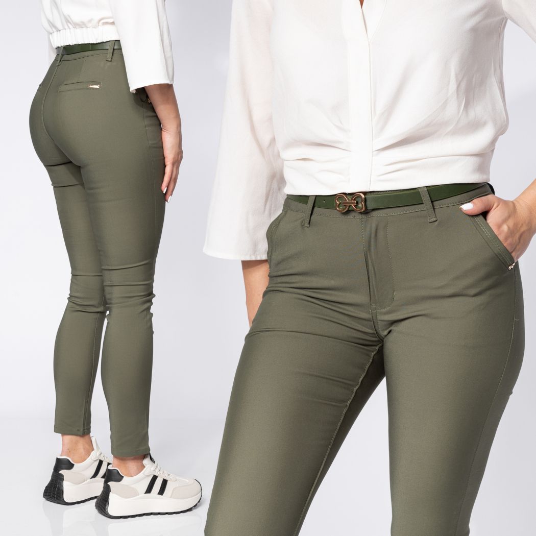 Pantaloni Casual Dama Amelia Khaki #A667