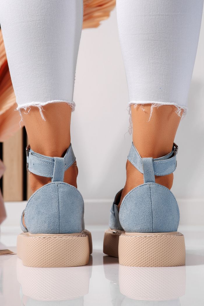 Pantofi casual dama albastri din piele ecologica intoarsa Aryan #21633