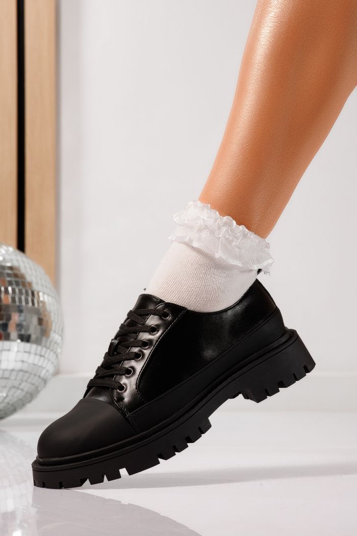 Pantofi casual dama negri din piele ecologica Reiko #21834