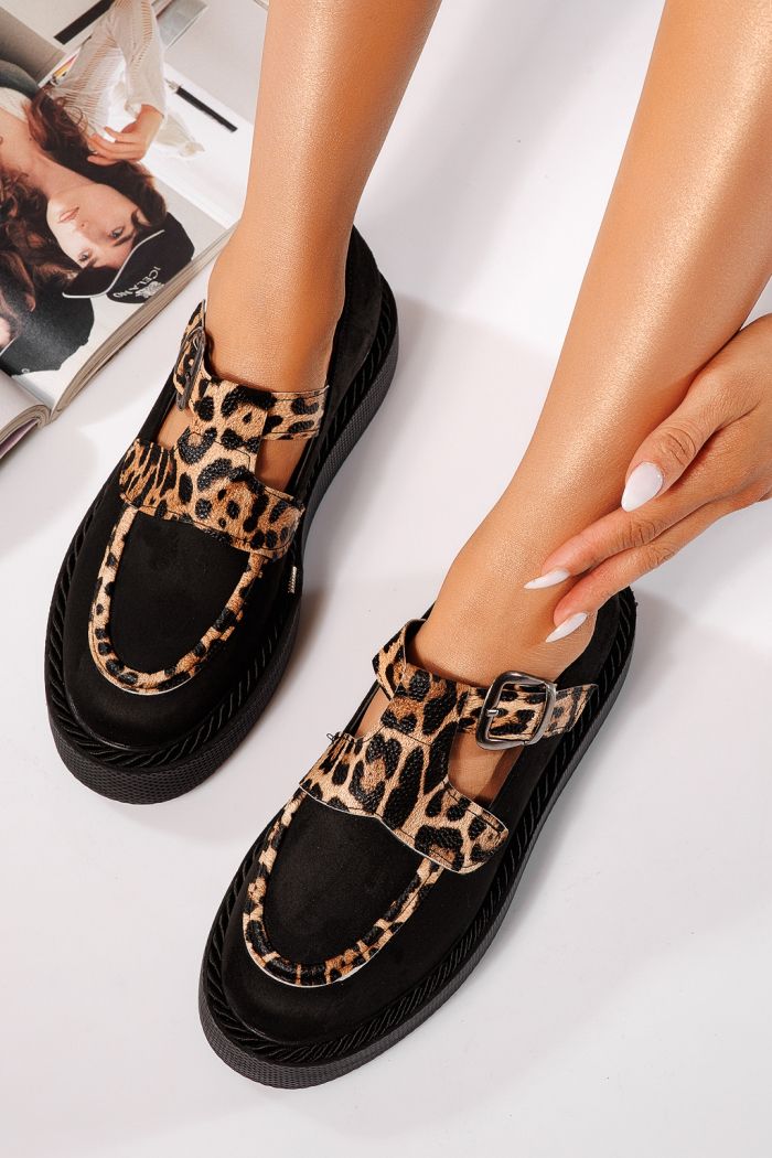 Pantofi casual dama leopard din piele ecologica intoarsa Alegria #21864