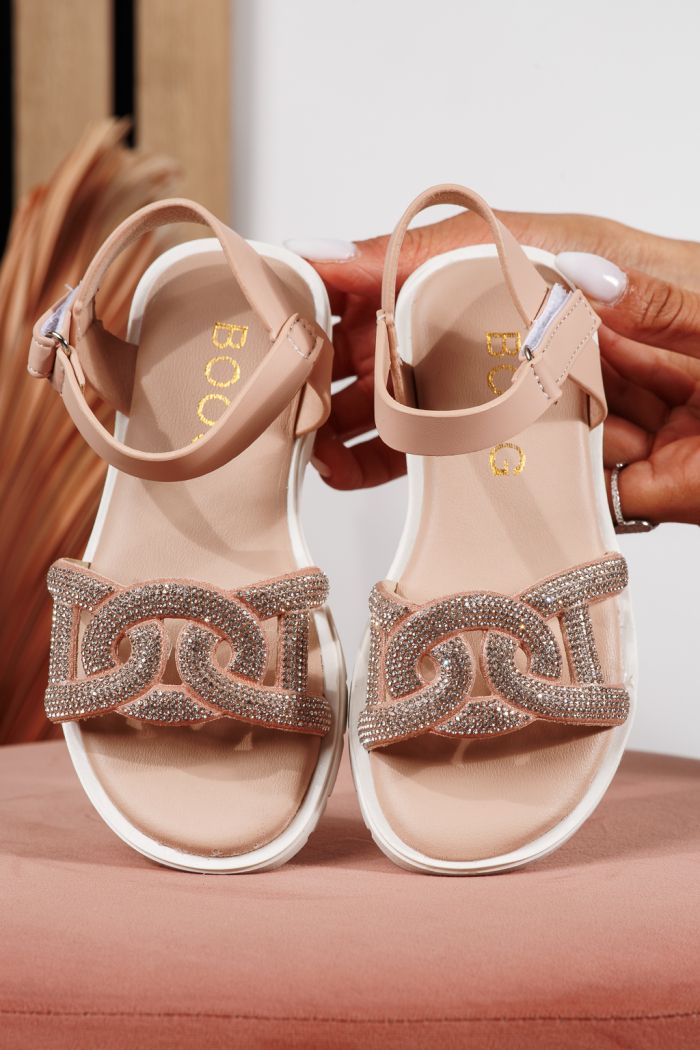 Sandale fete roz din piele ecologica Adina2 #21878
