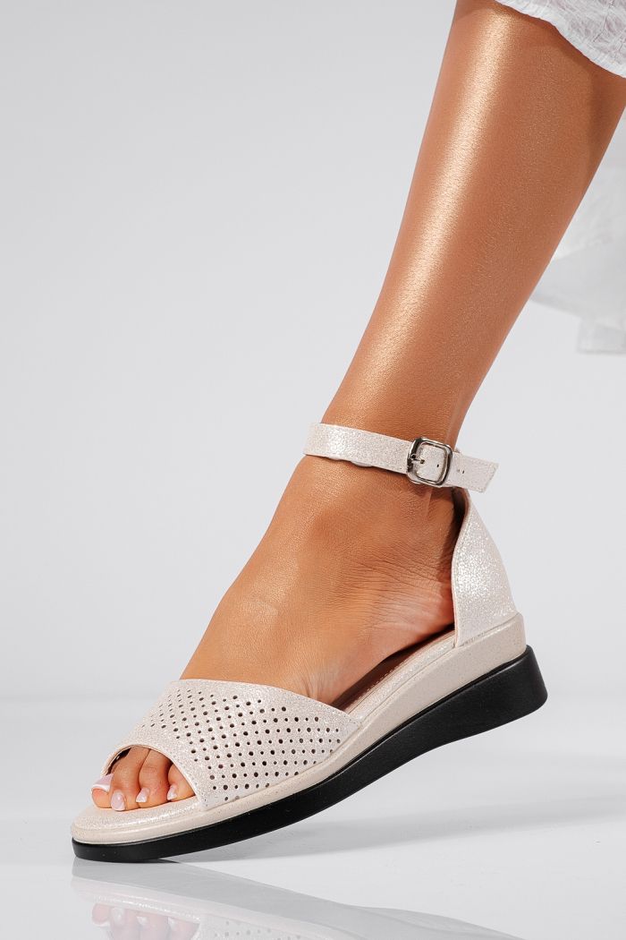 Sandale cu platforma dama aurii din piele ecologica Adrianne #22141