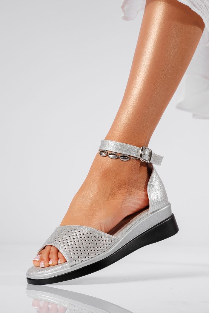 Sandale cu platforma dama argintii din piele ecologica Adrianne #22139