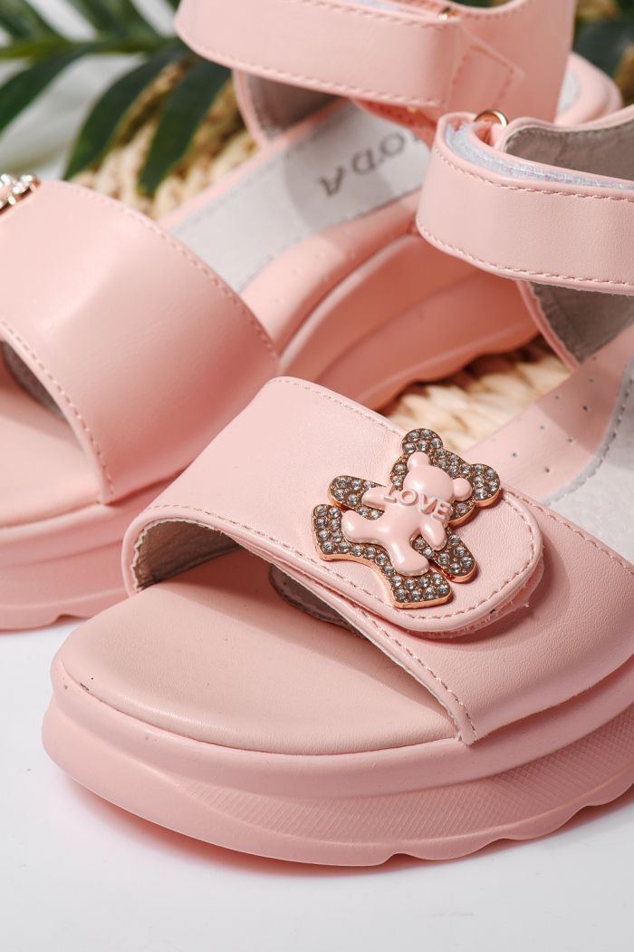 Sandale fete roz din piele ecologica Alisa #22158