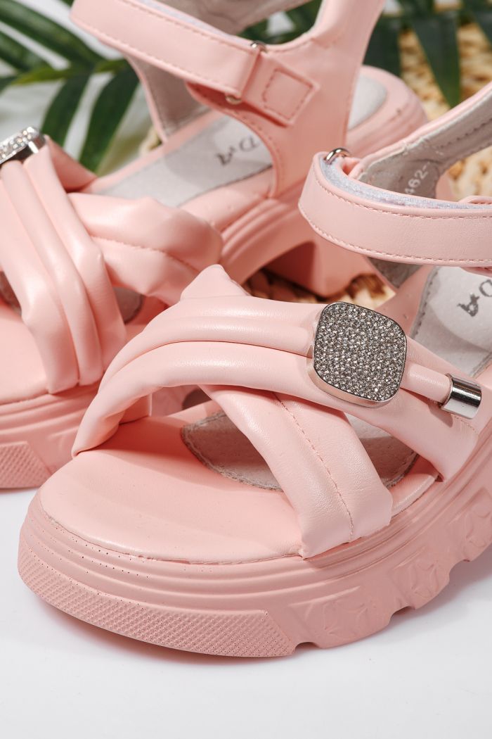 Sandale fete roz din piele ecologica Amaya #22162