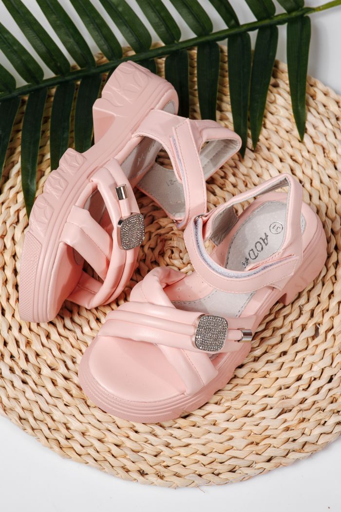 Sandale fete roz din piele ecologica Amaya #22162