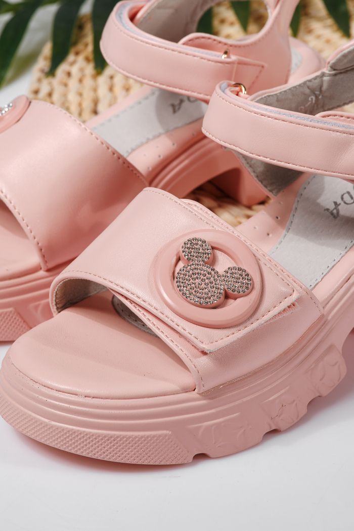 Sandale fete roz din piele ecologica Amira #22166