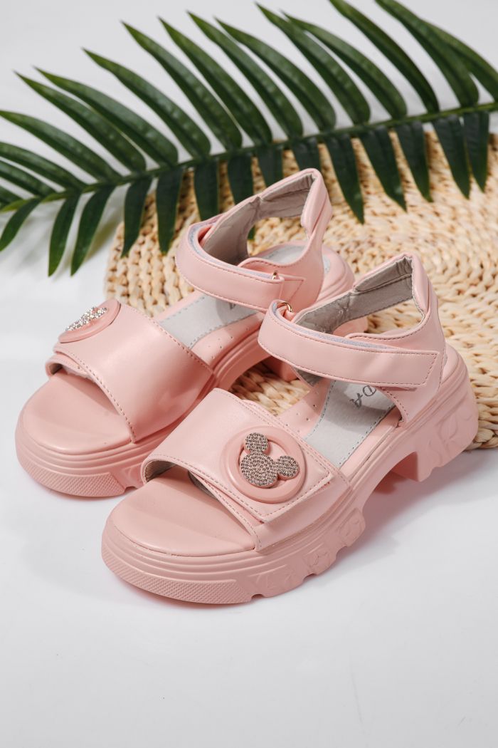 Sandale fete roz din piele ecologica Amira #22166