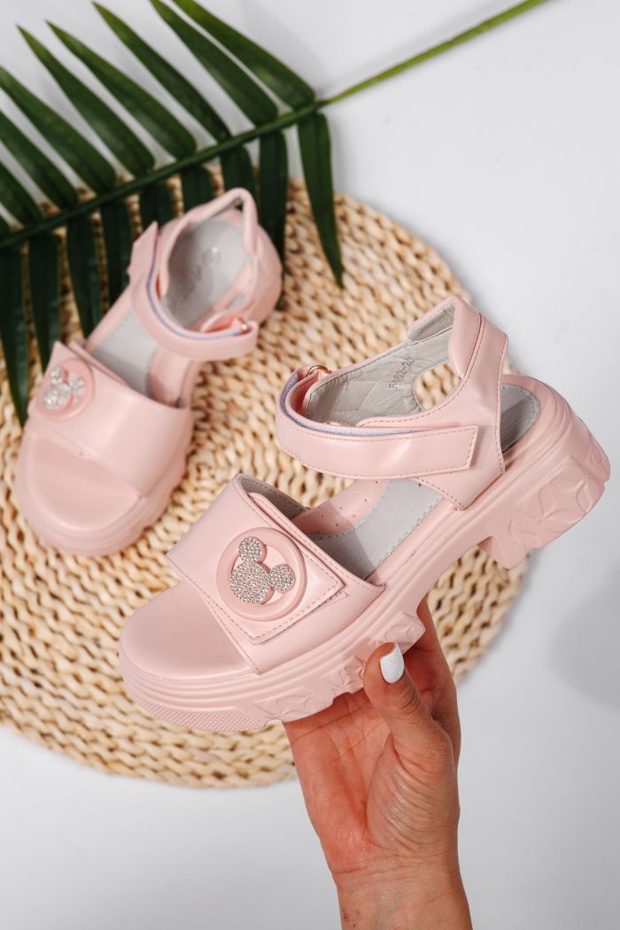 Sandale fete roz din piele ecologica Amira #22166