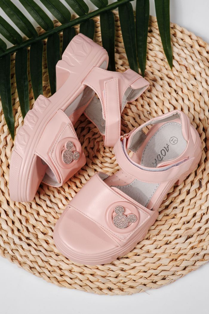 Sandale fete roz din piele ecologica Amira #22166