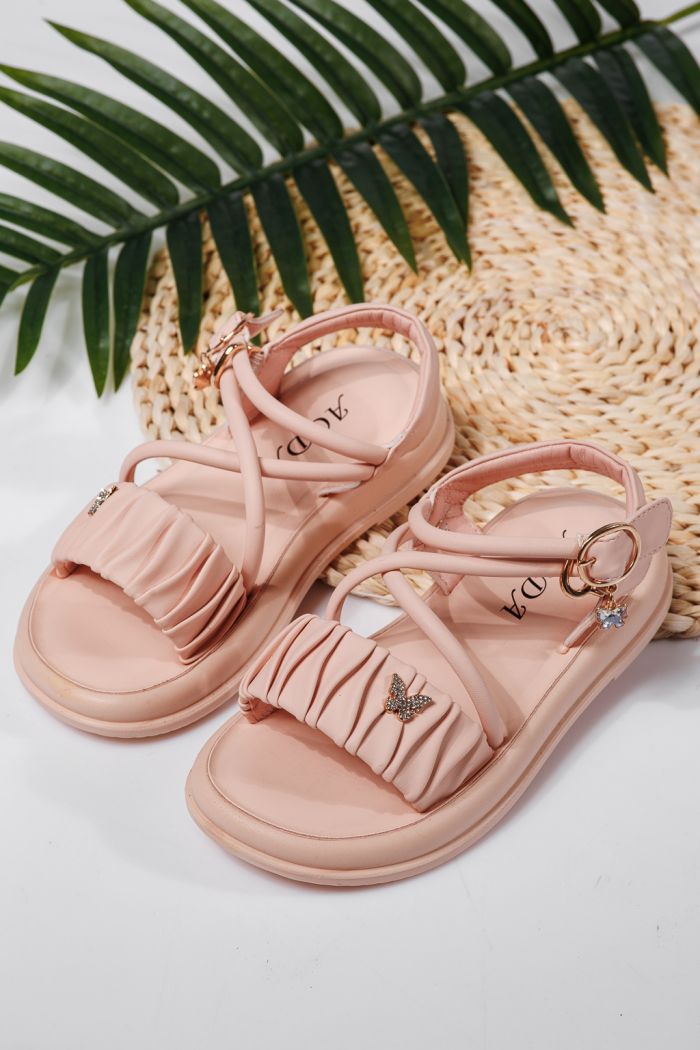Sandale fete roz din piele ecologica Angela #22187