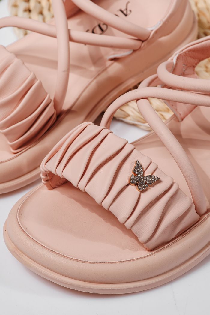 Sandale fete roz din piele ecologica Angela #22187