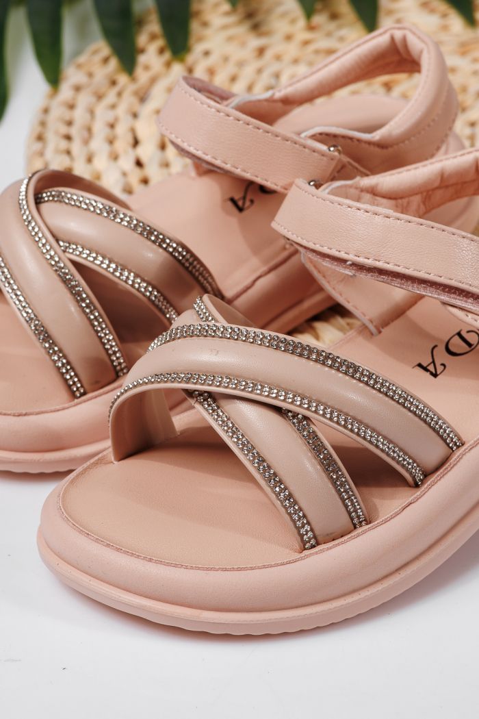 Sandale fete roz din piele ecologica Laura2 #22226