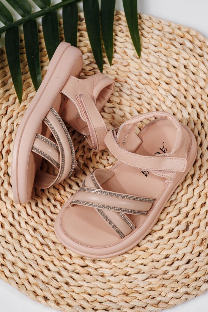 Sandale fete roz din piele ecologica Laura2 #22226