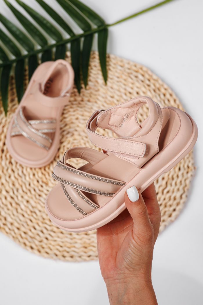 Sandale fete roz din piele ecologica Laura2 #22226