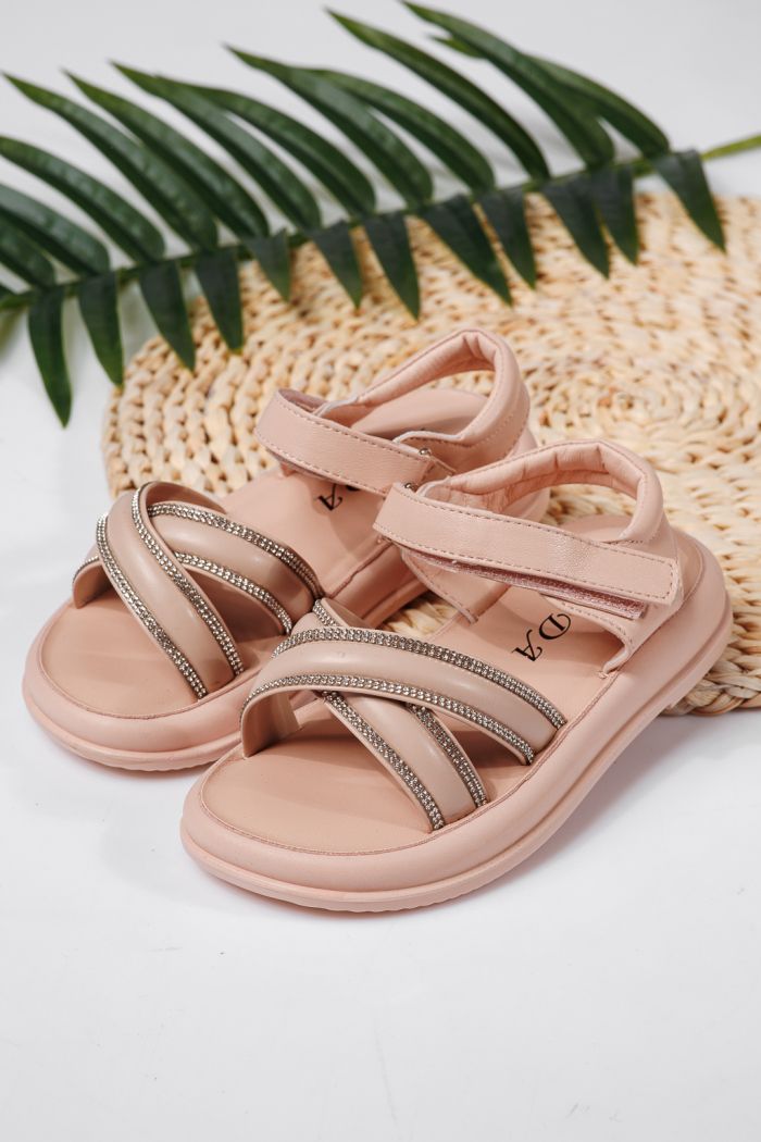 Sandale fete roz din piele ecologica Laura #22197
