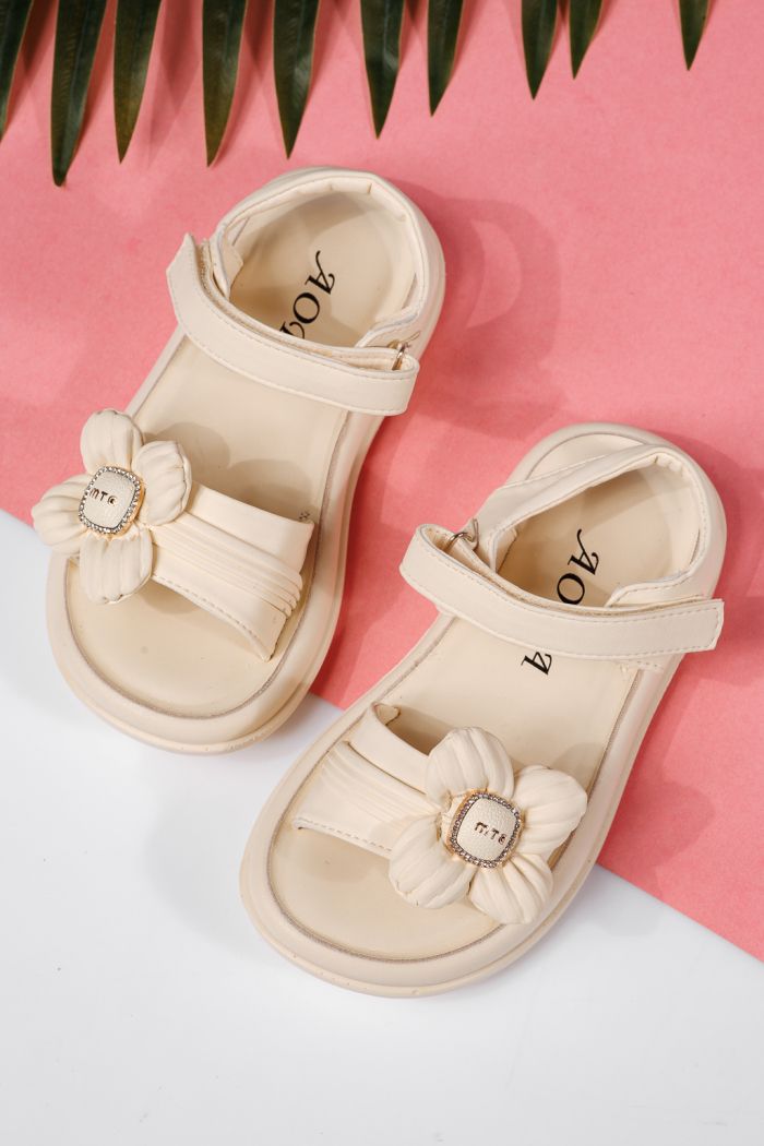 Sandale fete bej din piele ecologica Marie2 #22200