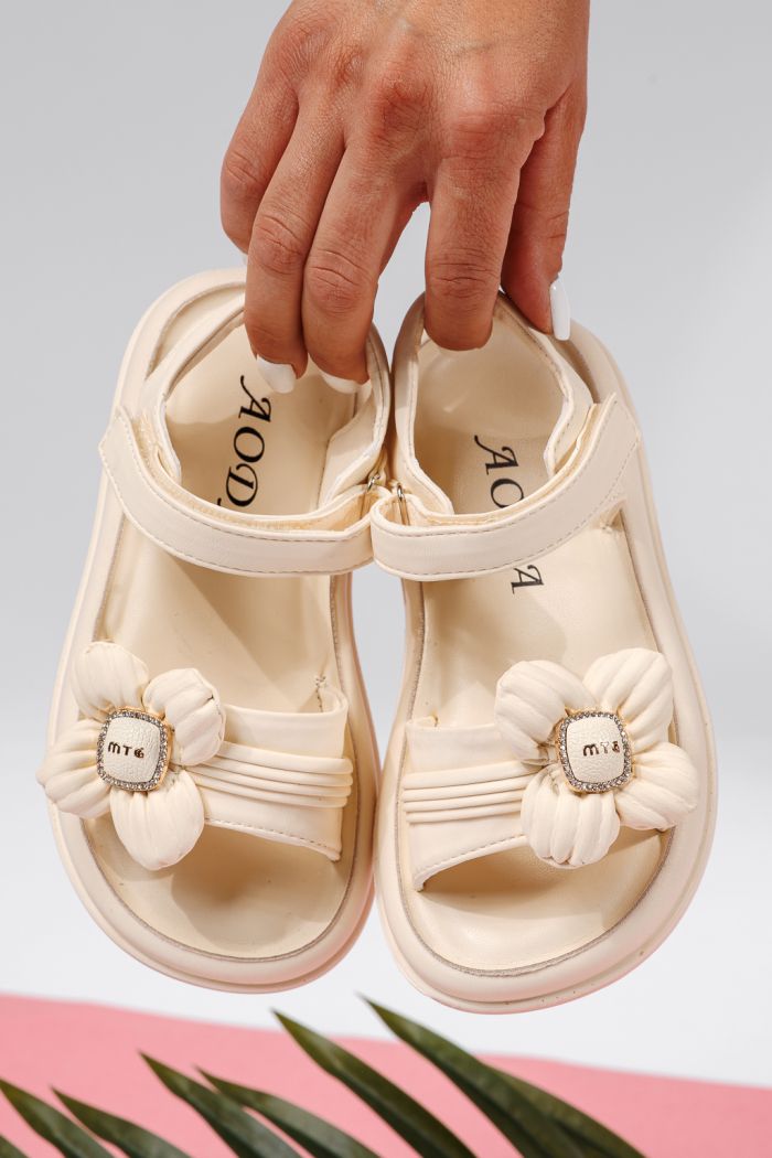 Sandale fete bej  din piele ecologica Marie #22172