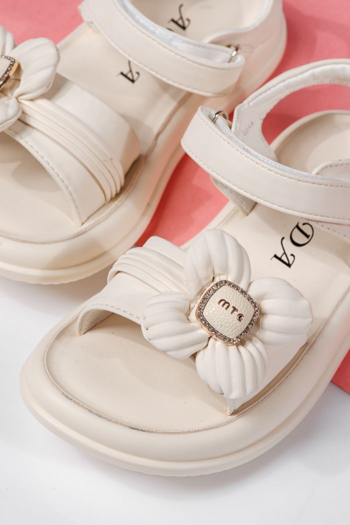 Sandale fete albe din piele ecologica Marie2 #22199