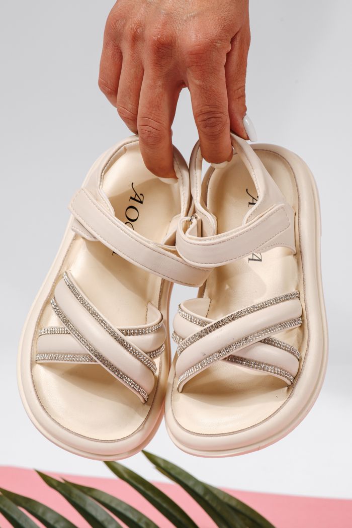 Sandale fete bej din piele ecologica Laura2 #22228