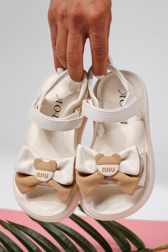 Sandale fete albe din piele ecologica Alina2 #22183