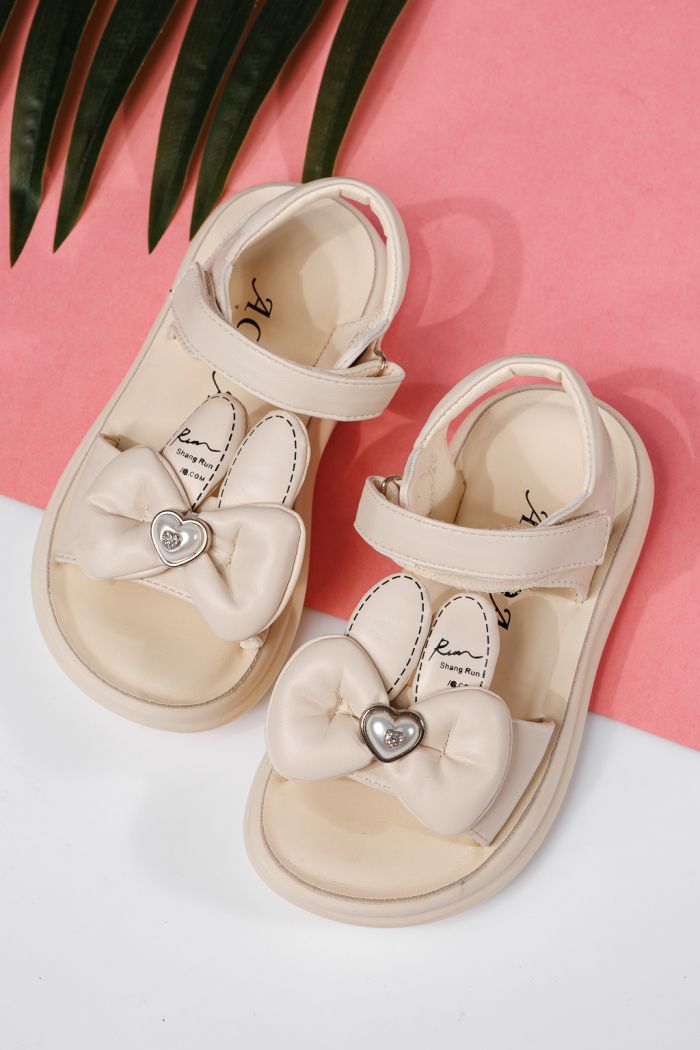 Sandale fete bej din piele ecologica Cate #22224