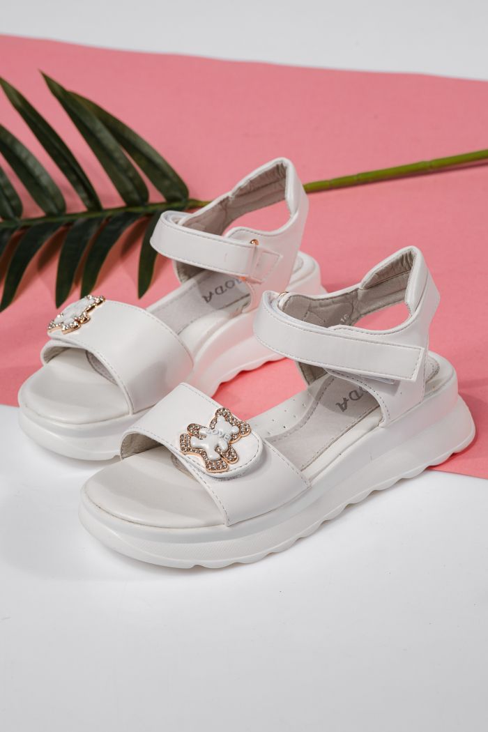 Sandale fete albe din piele ecologica Alisa #22157