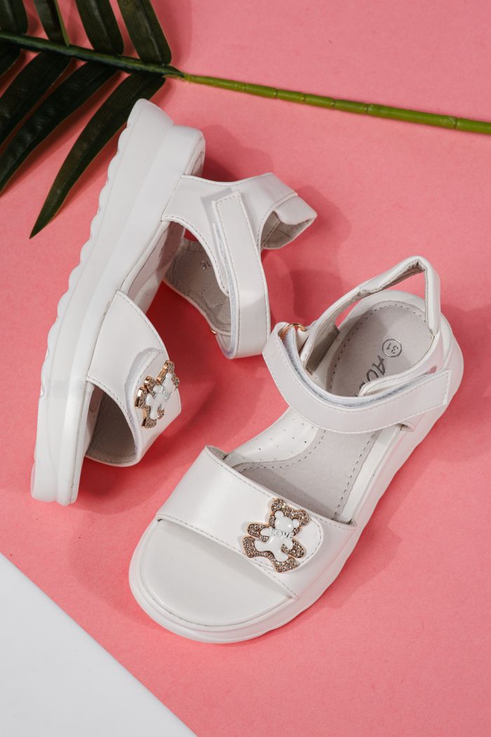 Sandale fete albe din piele ecologica Alisa #22157
