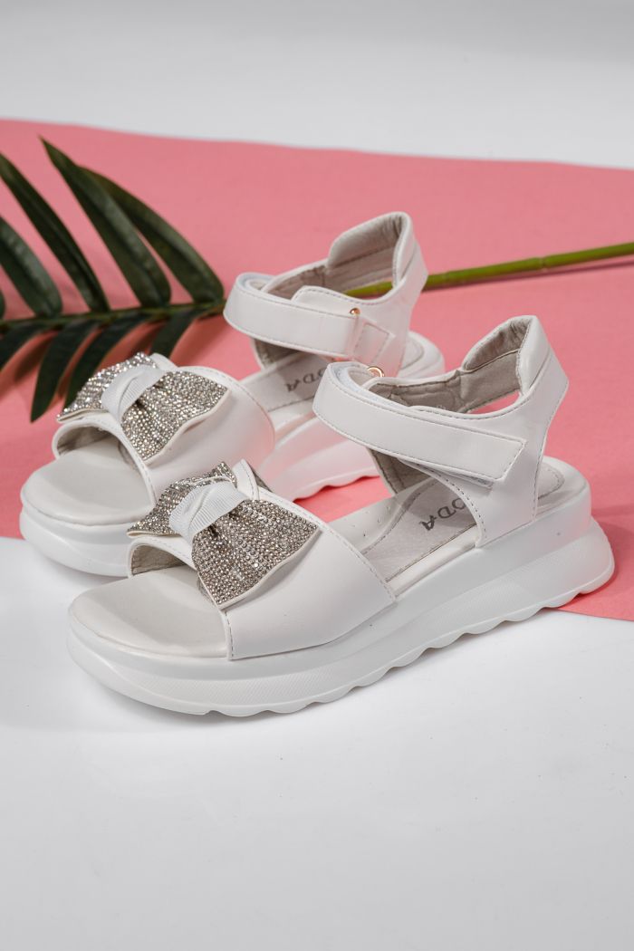 Sandale fete albe din piele ecologica Alice #22152